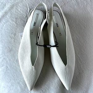 Zara - white flats, never worn with tags